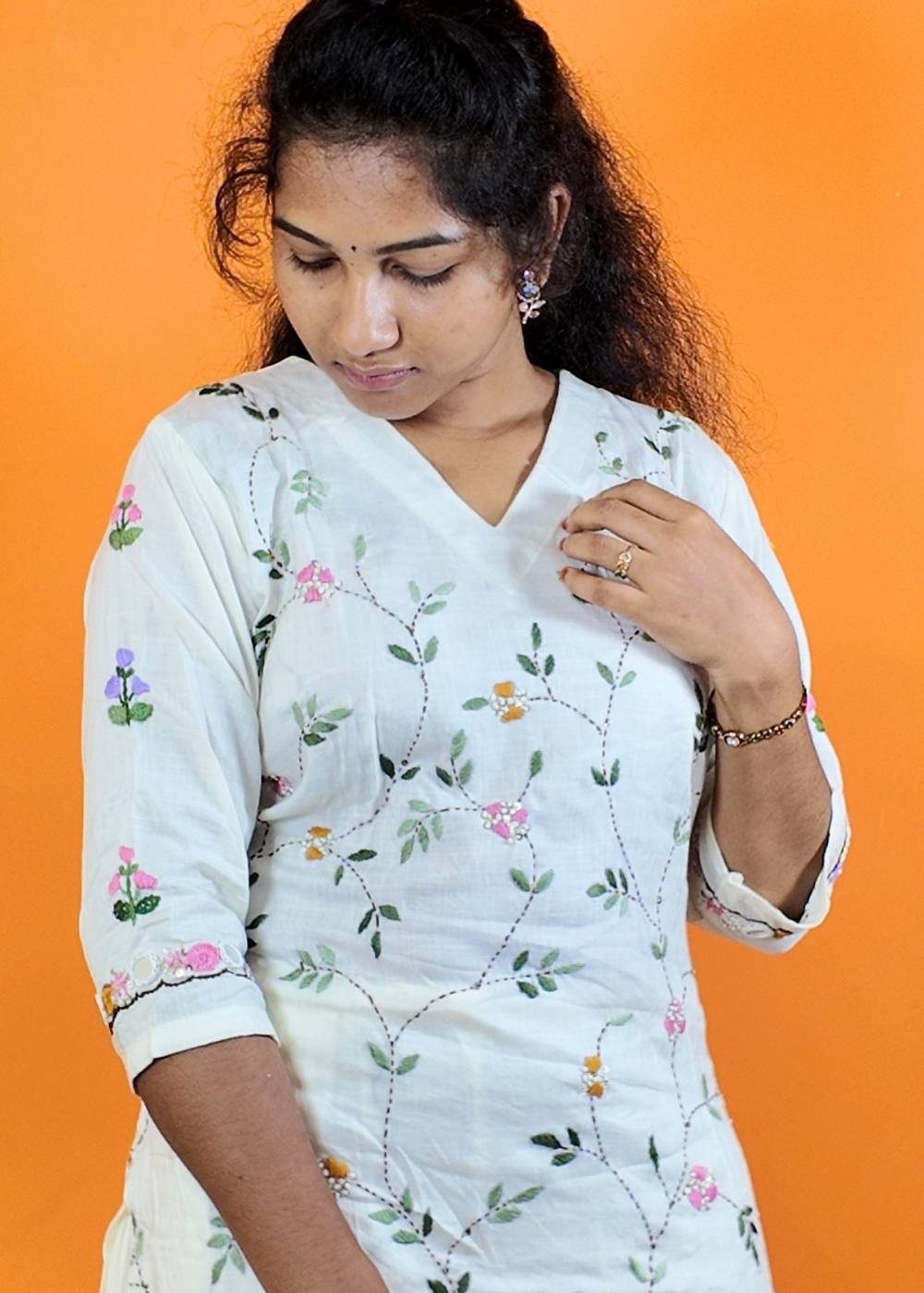 Women’s White Soft Rayon Slub Kurta Set