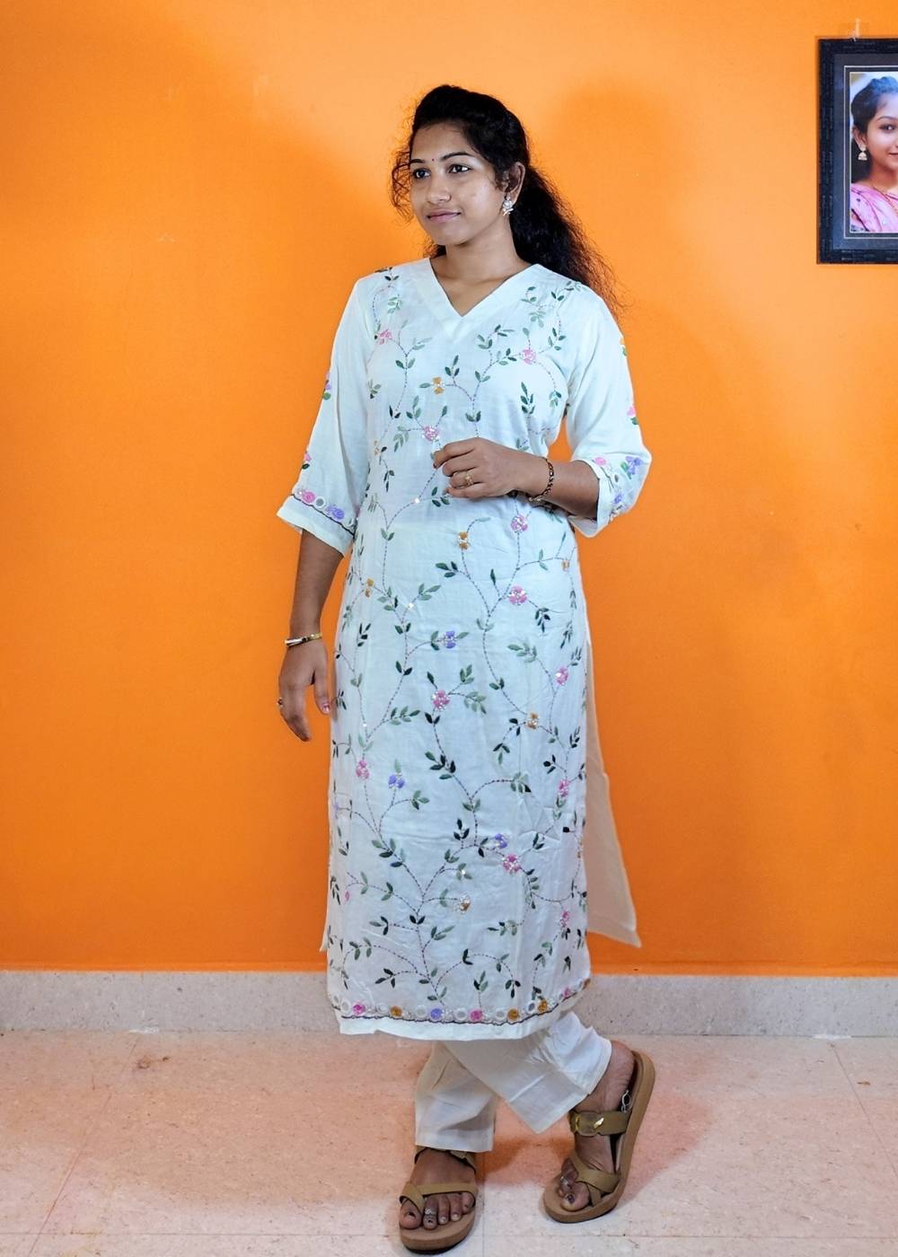 Women’s White Soft Rayon Slub Kurta Set