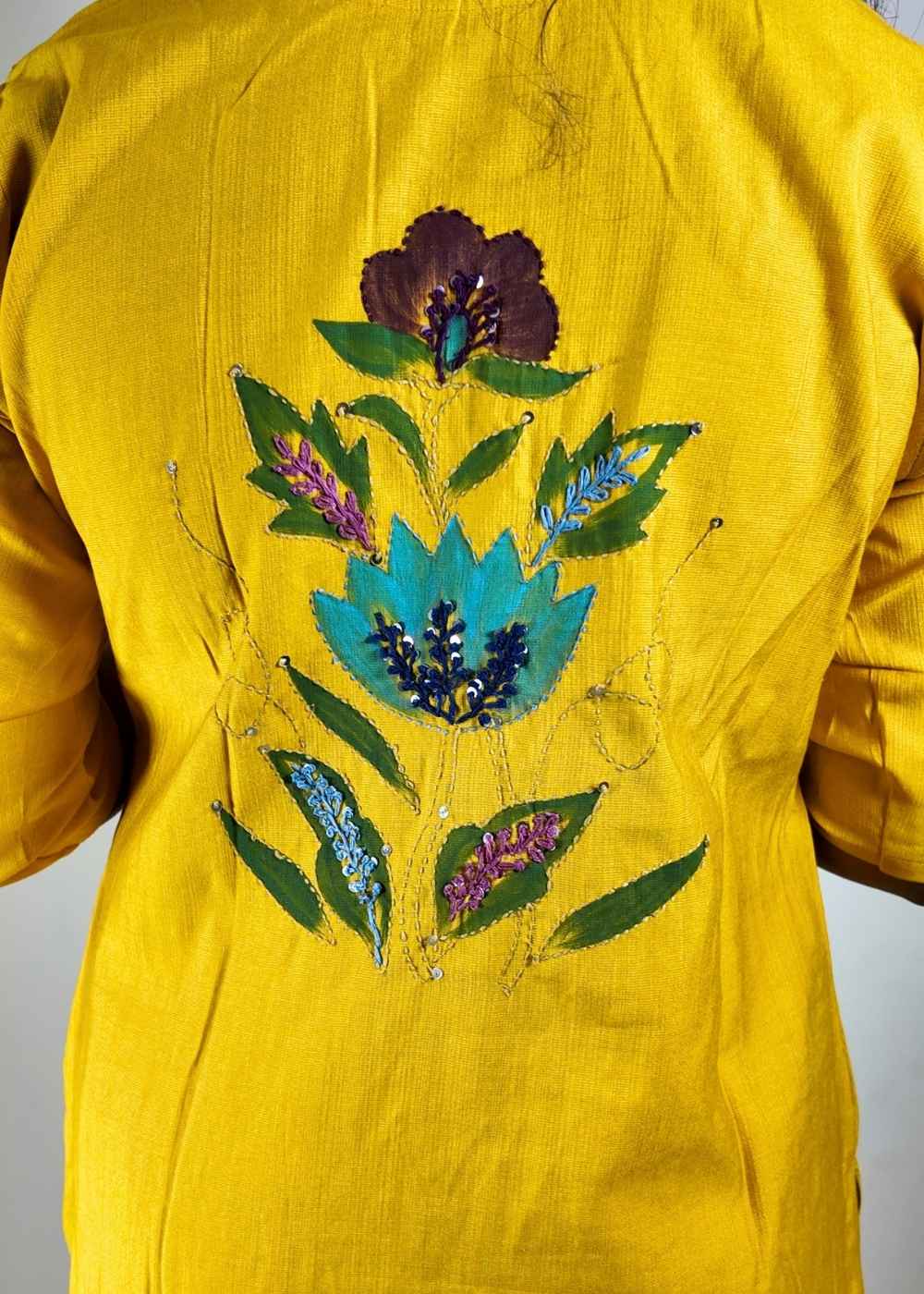 Women’s Yellow fully brush print Kurta Set