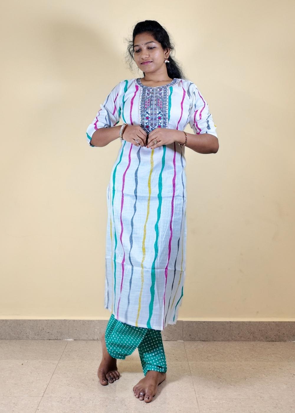 Women’s Multicolour Soft Cotton Fully Stitched 3-Piece Kurta Set