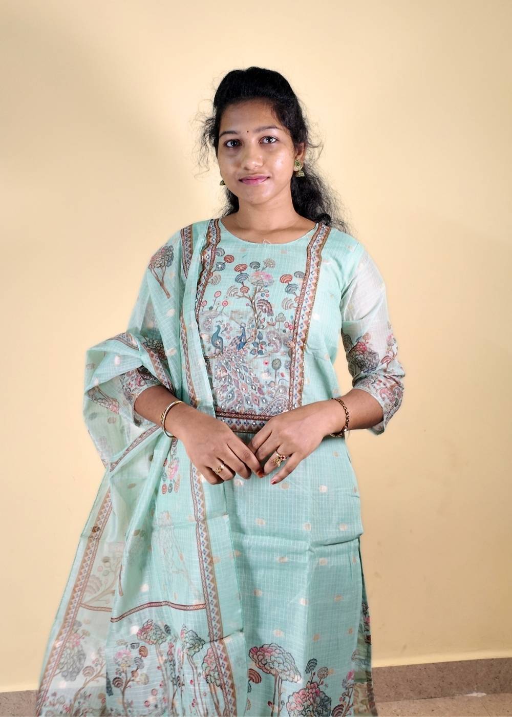 Women’s Mint Green Kota Doria 3-Piece