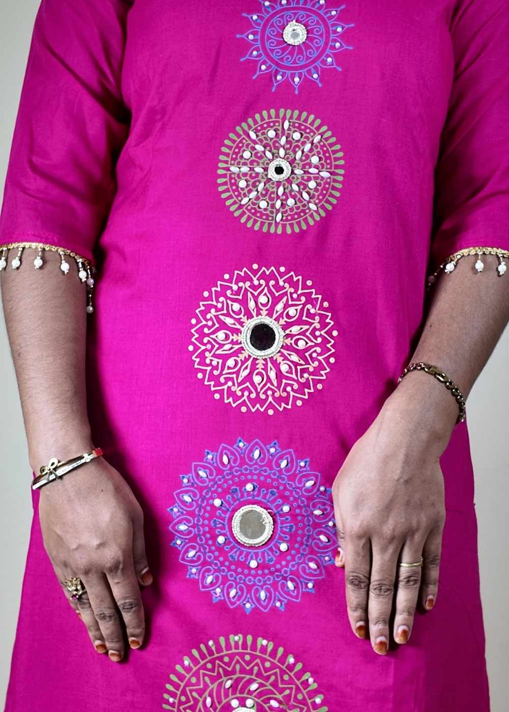 Women’s Fuchsia Pink Slub Cotton 3-Piece Suit