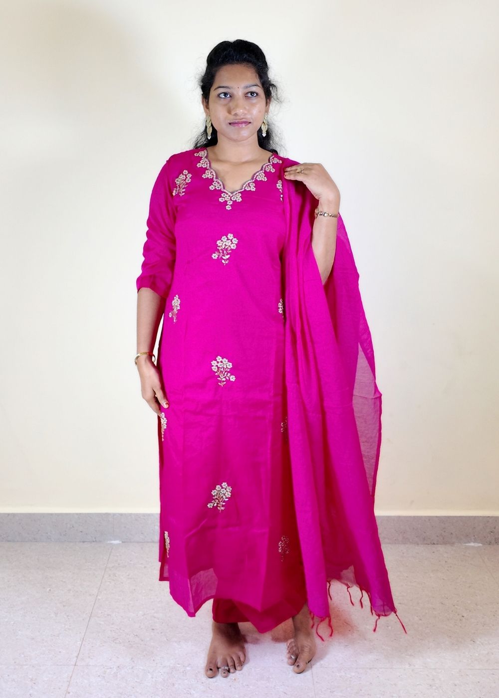 Women’s Magenta Pink Mal chanderi Kurta Set