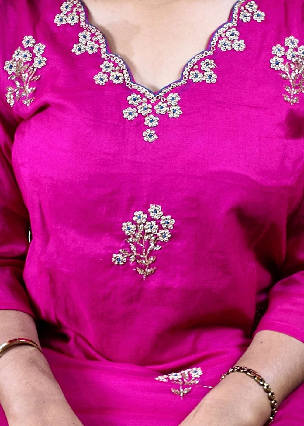 Women’s Magenta Pink Mal chanderi Kurta Set
