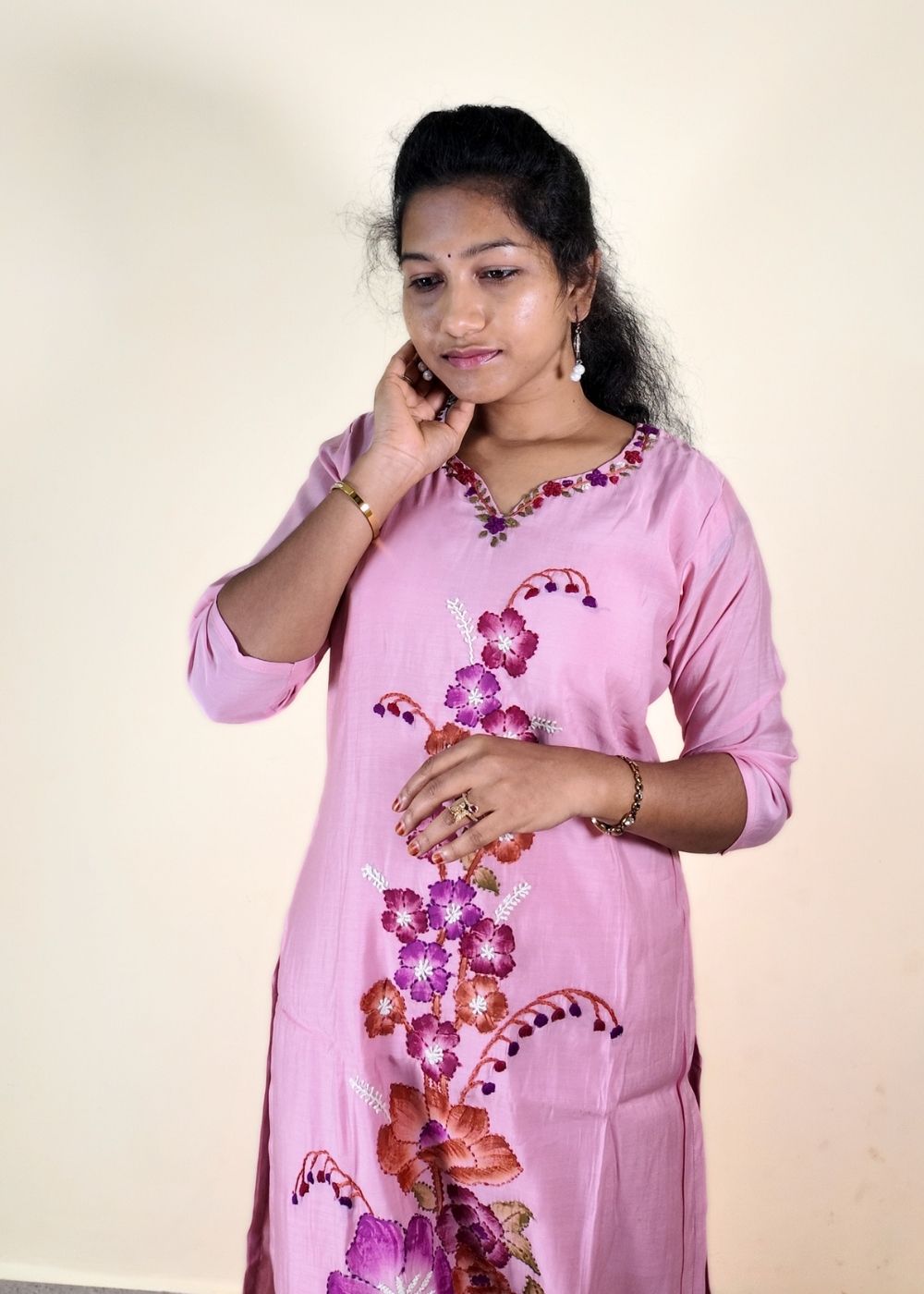 Women’s Blush Pink Mal chanderi 3-Piece Suit