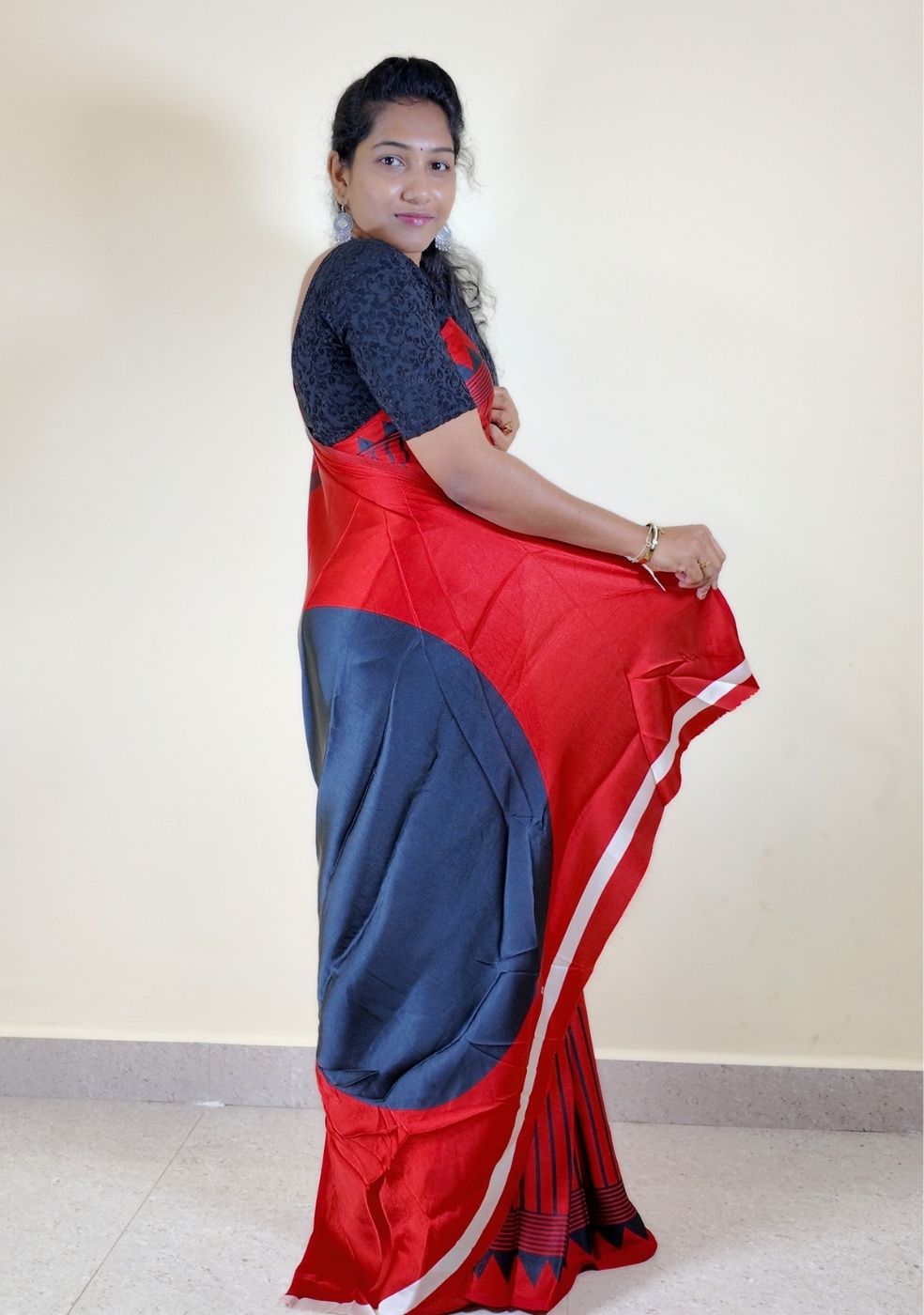 Satin Statement Circle Print Saree