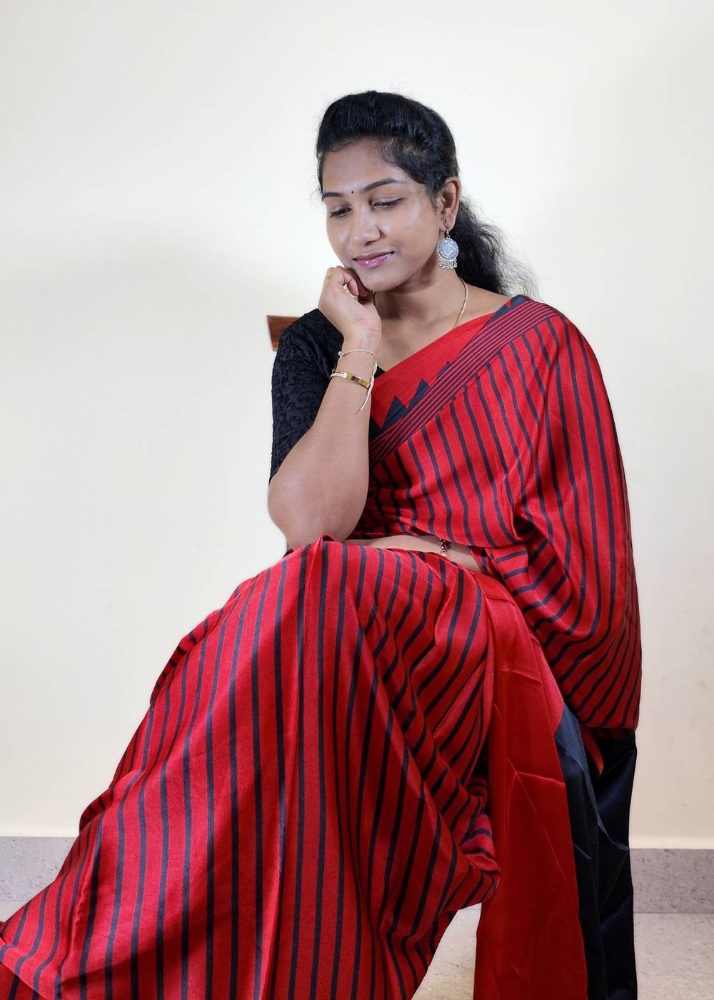 Satin Statement Circle Print Saree