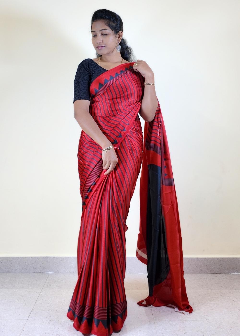 Satin Statement Circle Print Saree