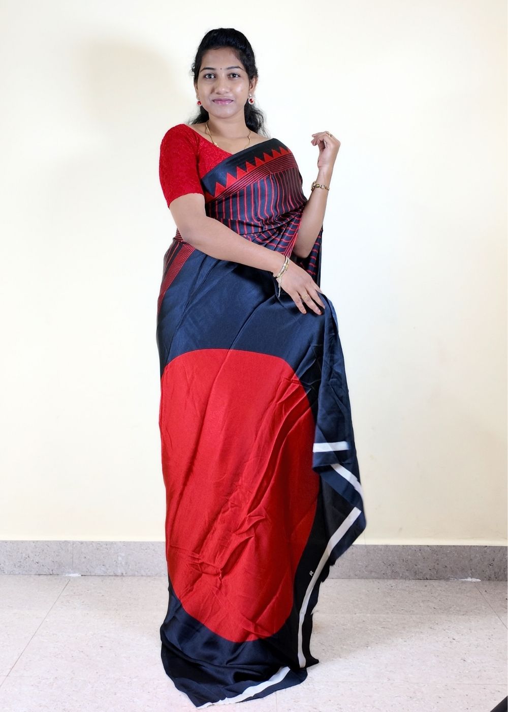 Satin Statement Circle Print Saree