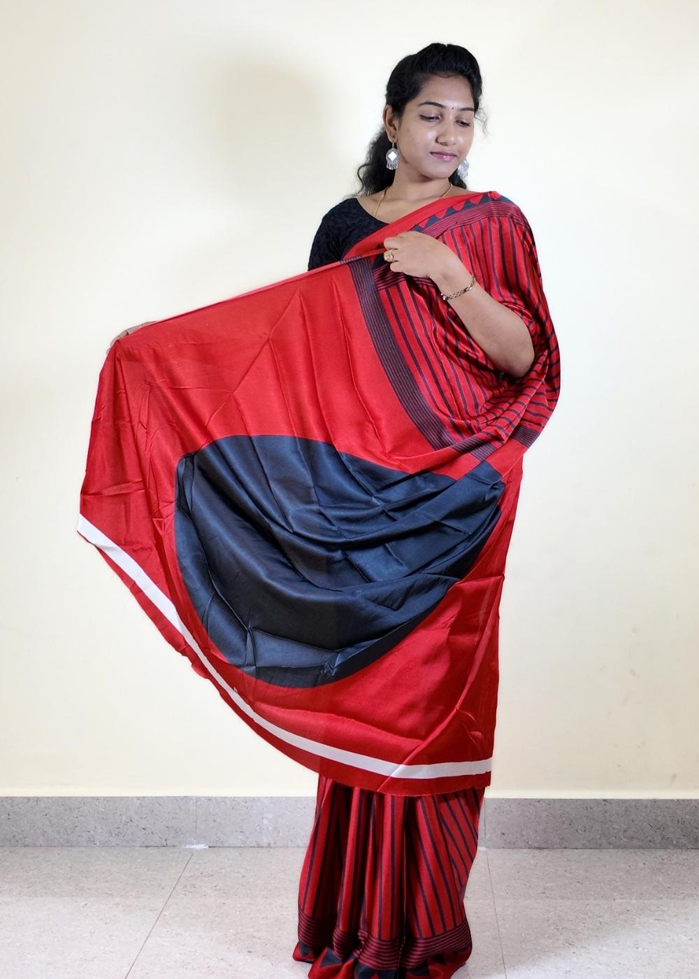 Satin Statement Circle Print Saree