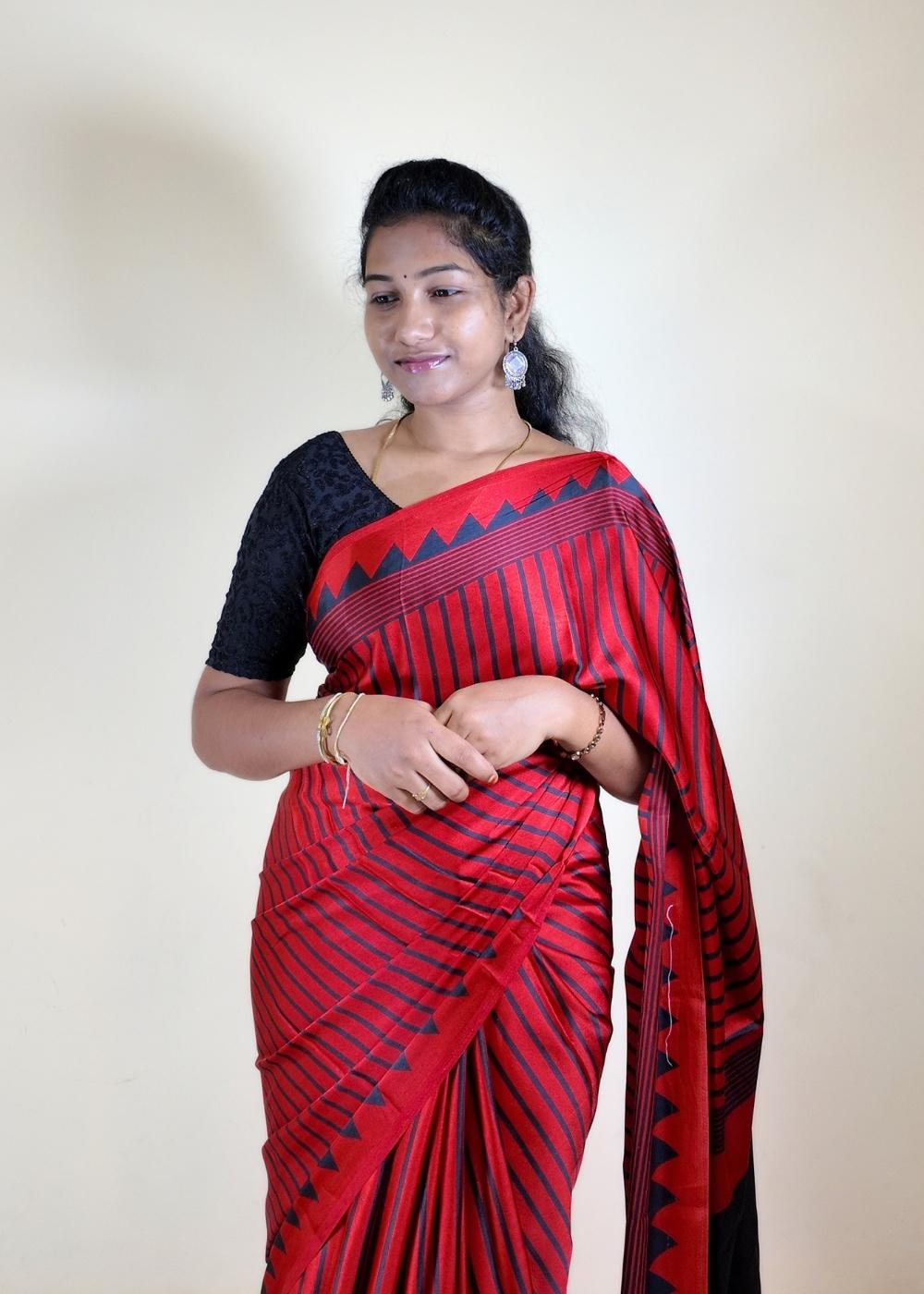 Satin Statement Circle Print Saree