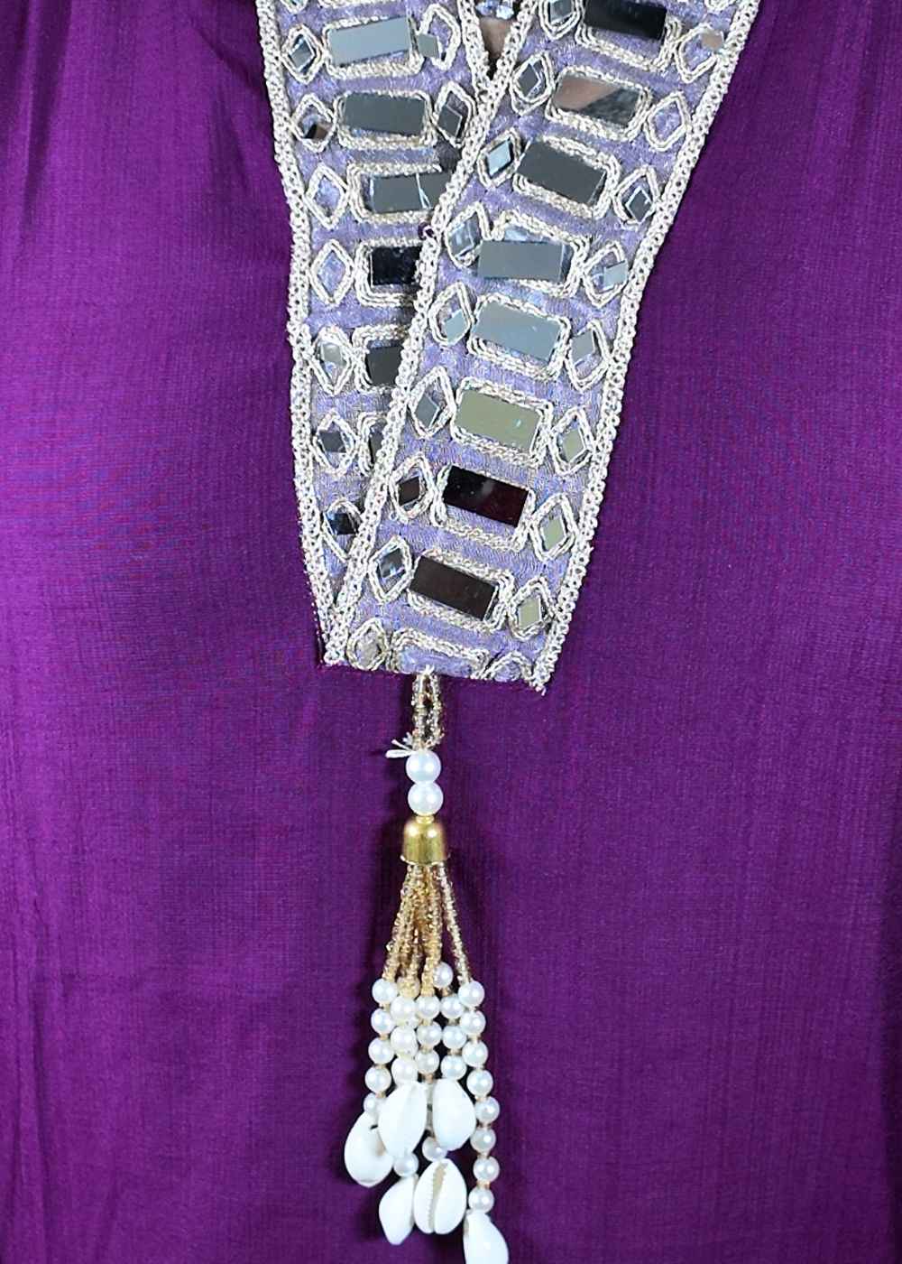Women’s Purple & White Vatican Mirror Work Cord- Set
