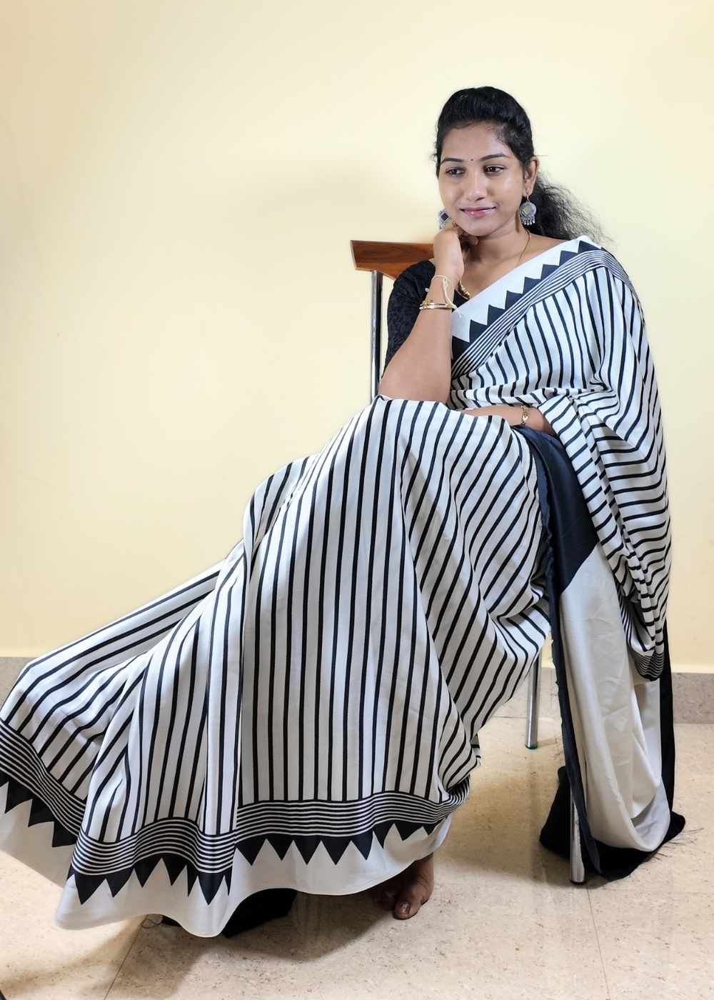 Satin Statement Circle Print Saree
