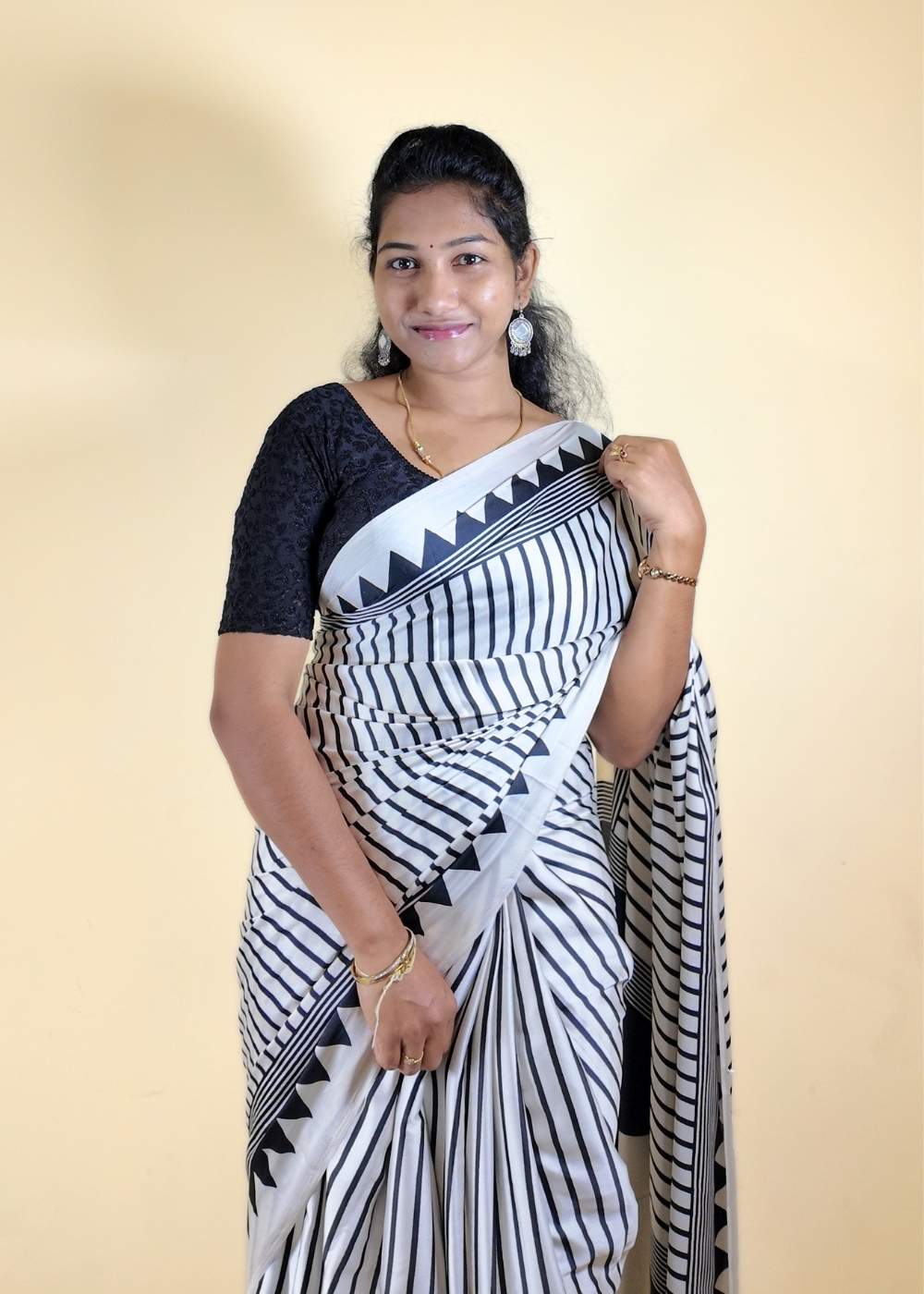Satin Statement Circle Print Saree