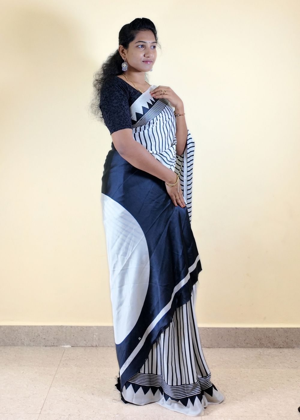 Satin Statement Circle Print Saree