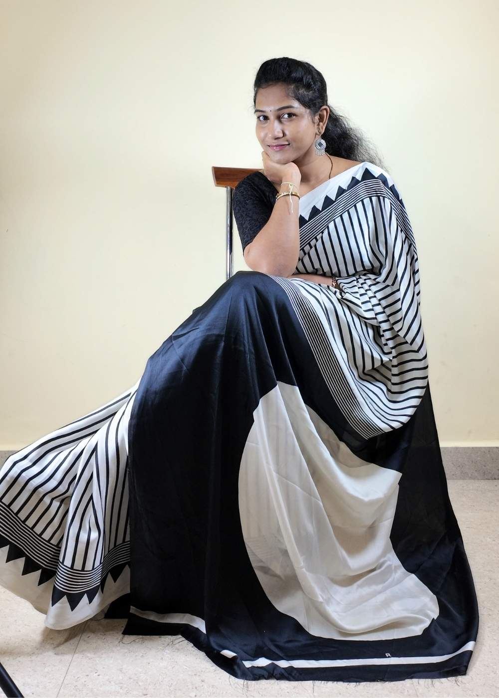 Satin Statement Circle Print Saree