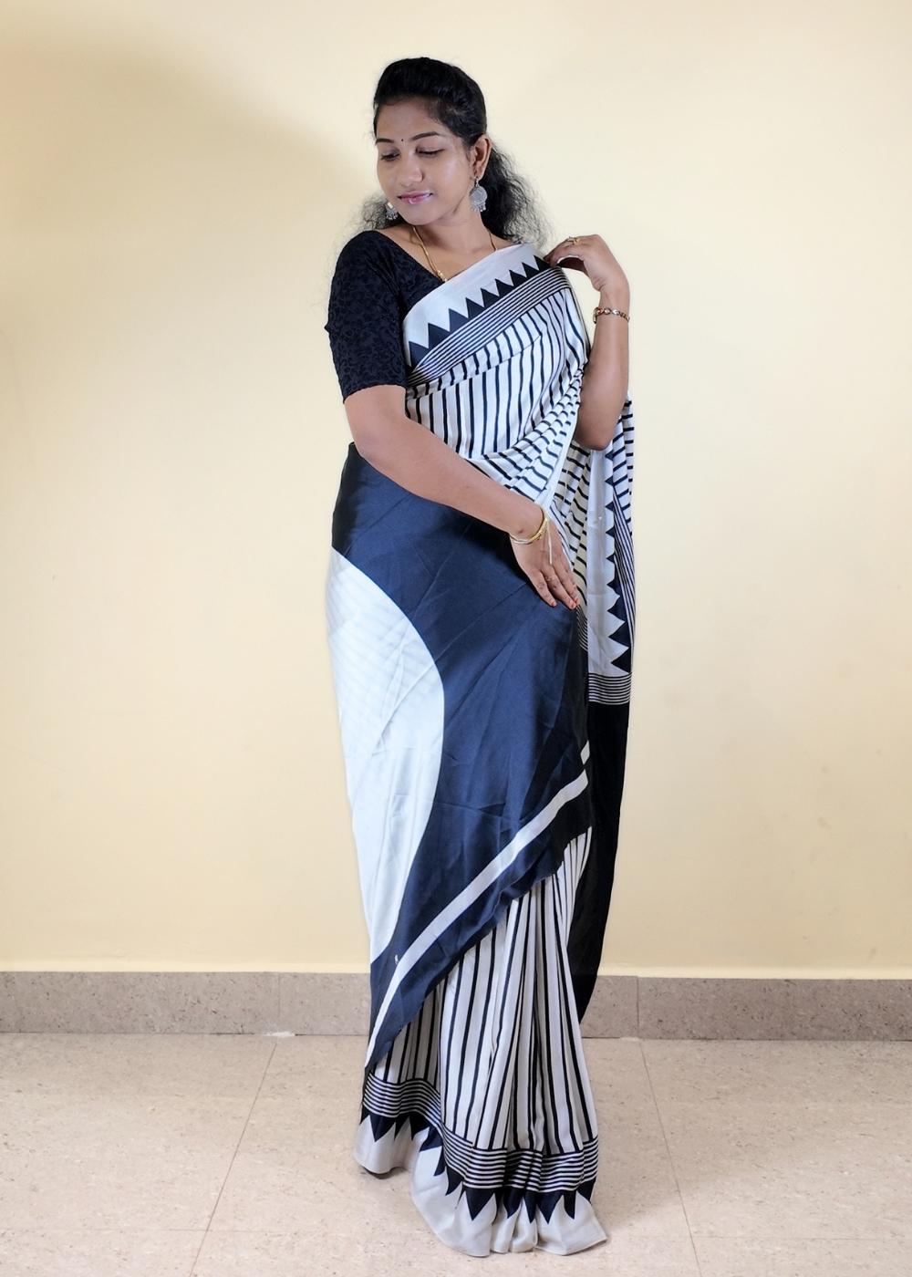 Satin Statement Circle Print Saree