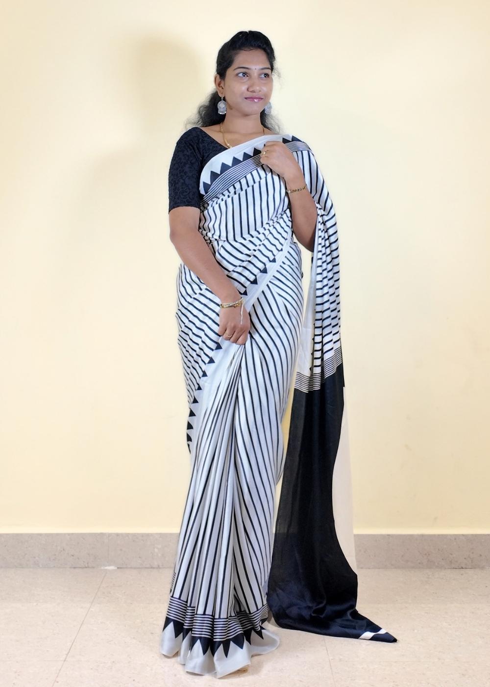 Satin Statement Circle Print Saree