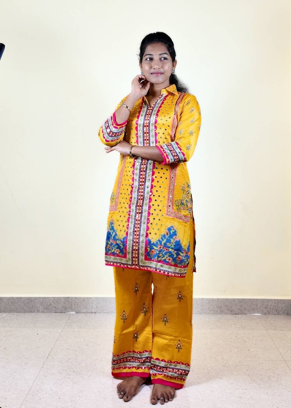Women’s Yellow Chinnon Co-ord Set
