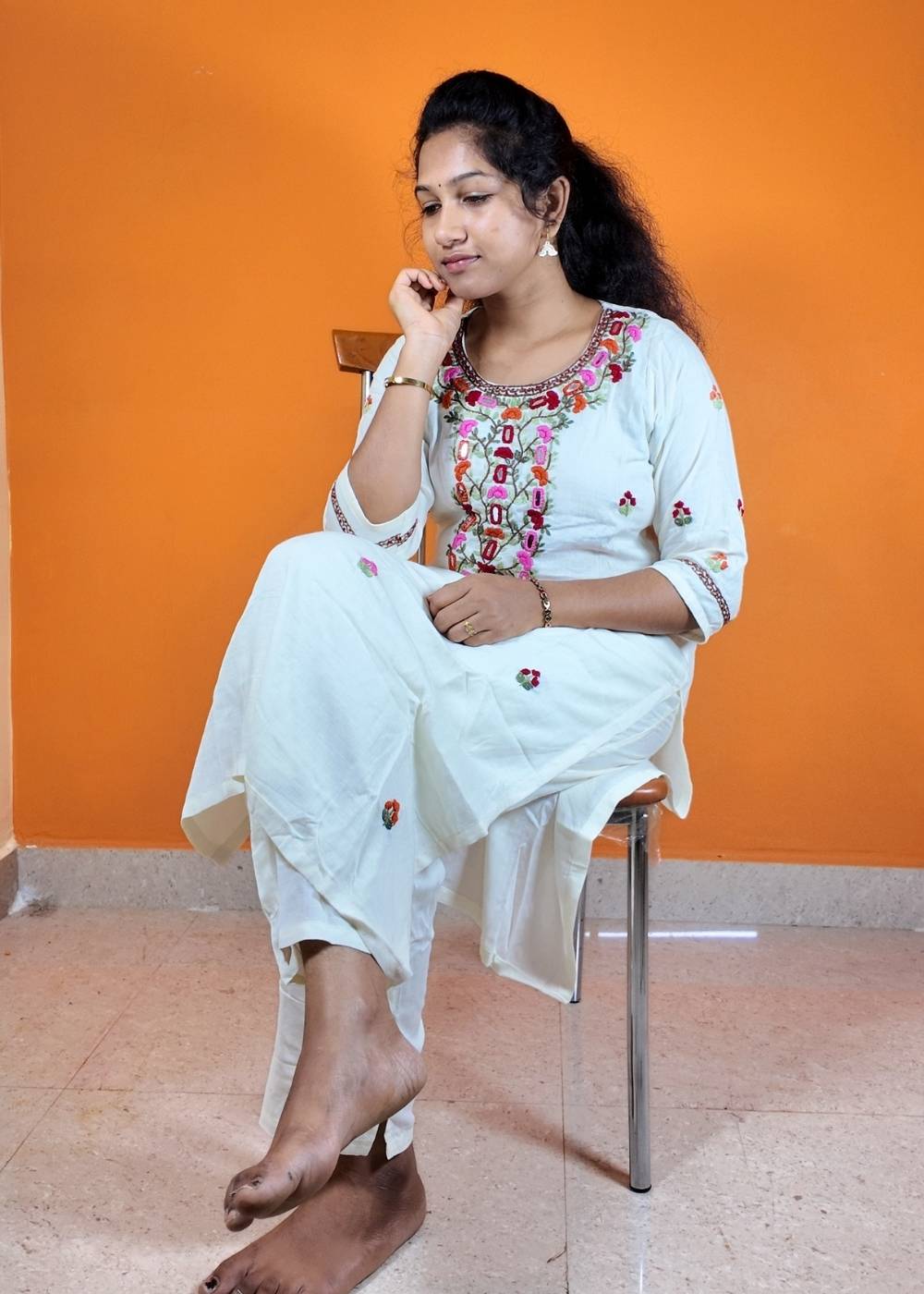 Women’s White Rayon Slub 2 Piece Set