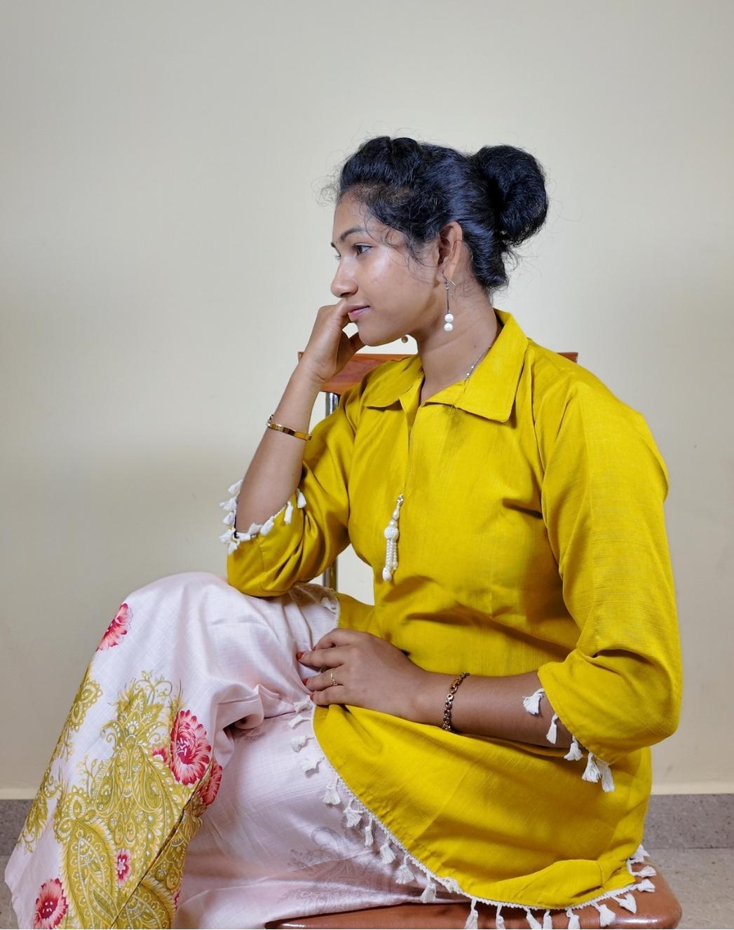 Mustard Yellow Printed Co-Ord Set for Women