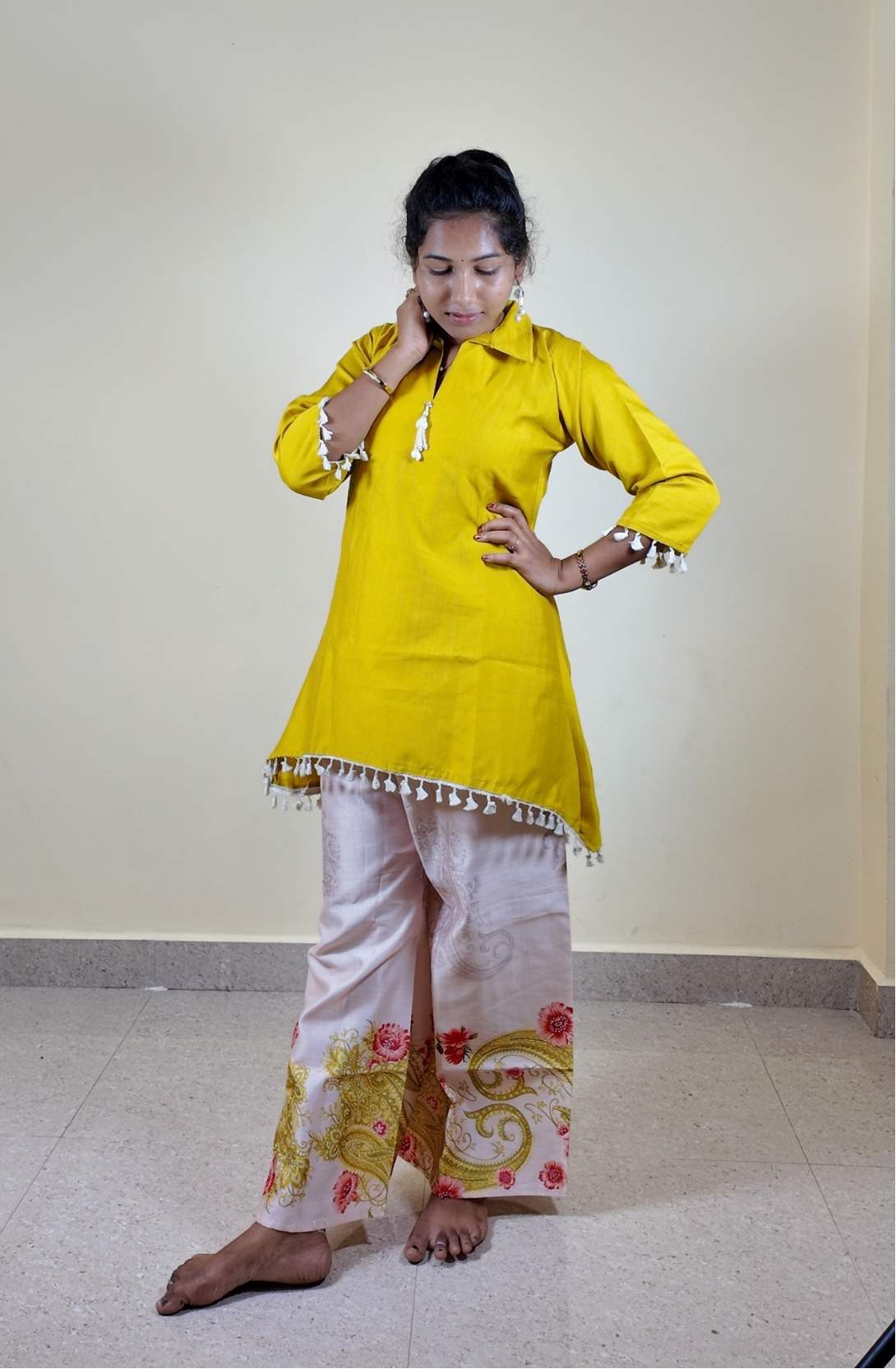 Mustard Yellow Printed Co-Ord Set for Women